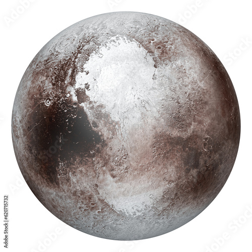 3D Realistic Pluto Planet Illustration White Background