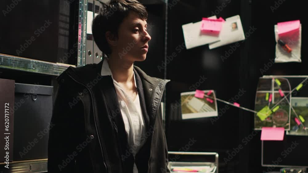 Investigator working on secret mission to uncover clues and catch Investigator working on secret mission to uncover clues and catch
