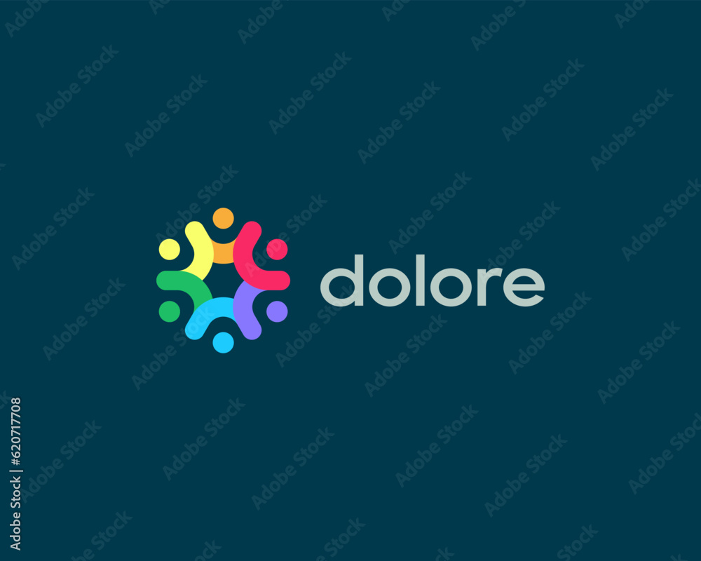 Colorful people logo. Abstract flower. Holiday feast symbol. Community coworking sign. Family team icon. Vector illustration. Colorful people logo. Abstract flower. Holiday feast symbol. Community coworking sign. Family team icon. Vector illustration.