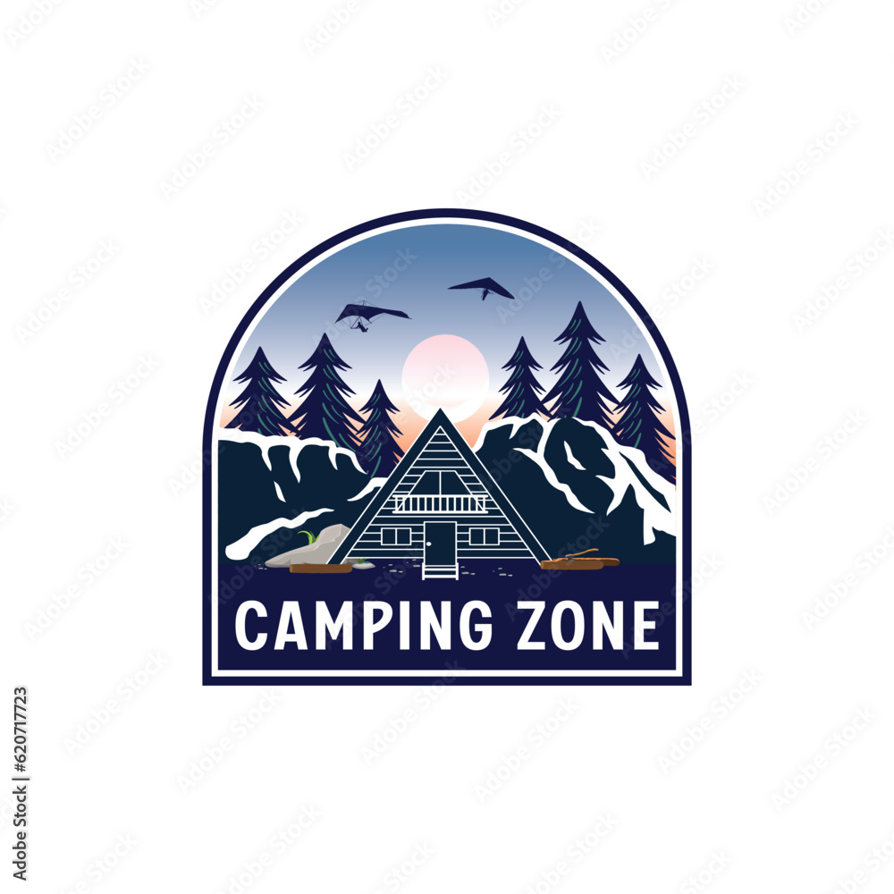 Set of Summer camp Camping and outdoor adventure retro. Vector. The concept for shirt or logo, print, stamp