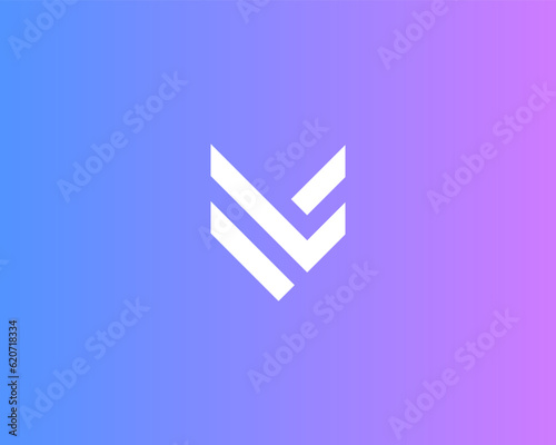Abstract bird logo. Letter V U logotype. Creative fox dog symbol. Vector illustration.
