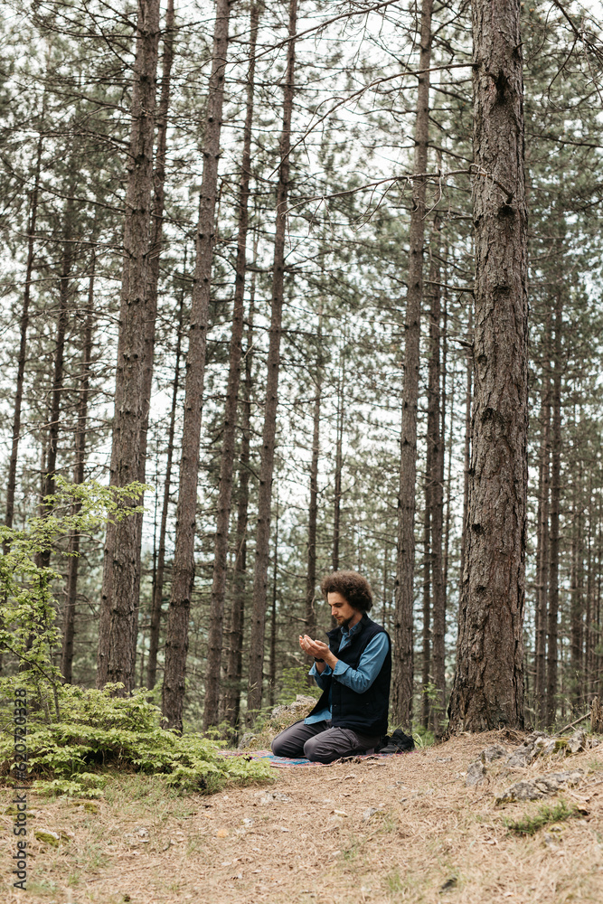 man sitting in a forest man sitting in a forest