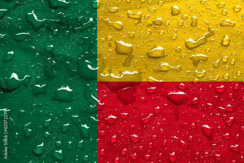 flag of Benin with rain drops