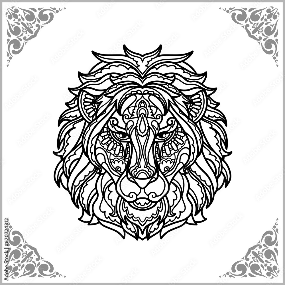 Fototapeta premium Lion zentangle arts isolated on white background