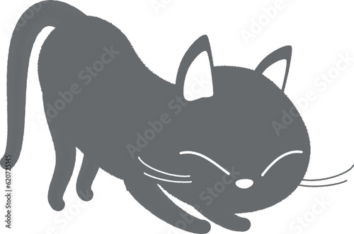 伸びをする黒猫のベクターイラスト