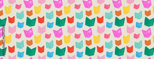 Colorful books pattern. Back to school concept. photo