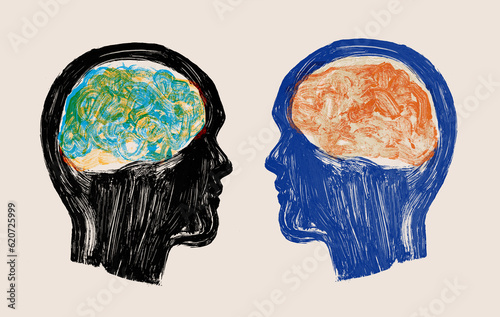 Concept illustration of two different minds photo