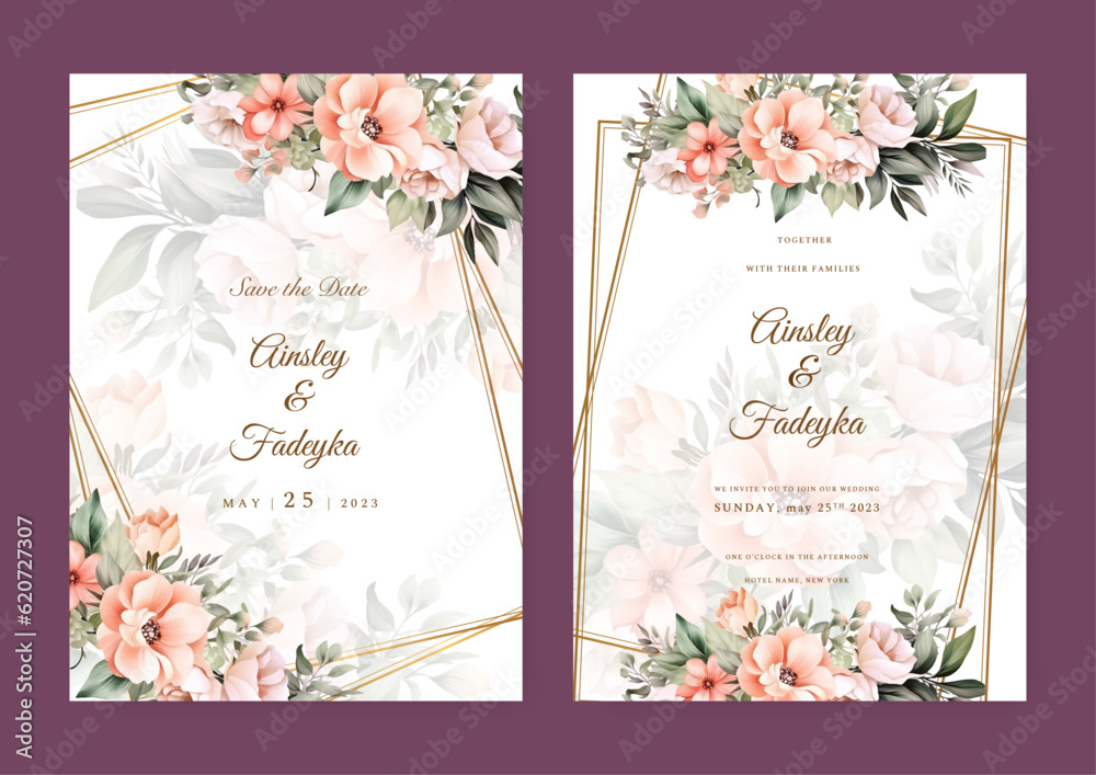 Universal floral art templates. Flowers, birds, bugs, leaves and twigs. For wedding invitation, birthday and Mothers Day cards, flyer, poster, banner, brochure, email header, post in social networks.