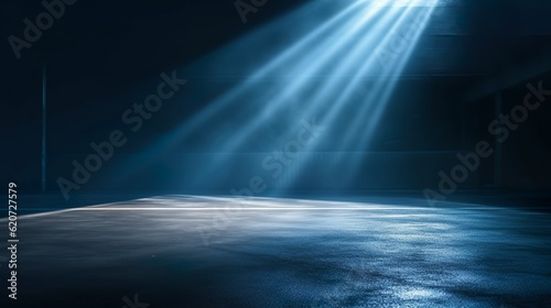 empty dark room stage spotlights background Generative AI © pickypix