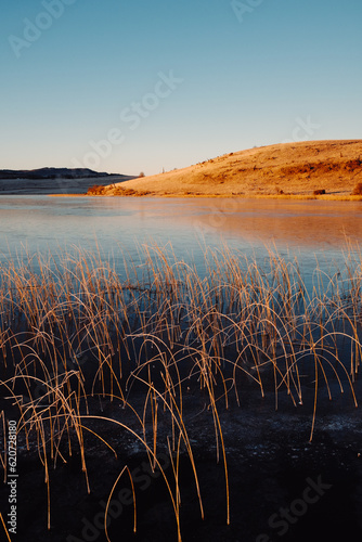 Frozen Lake at Sunrise