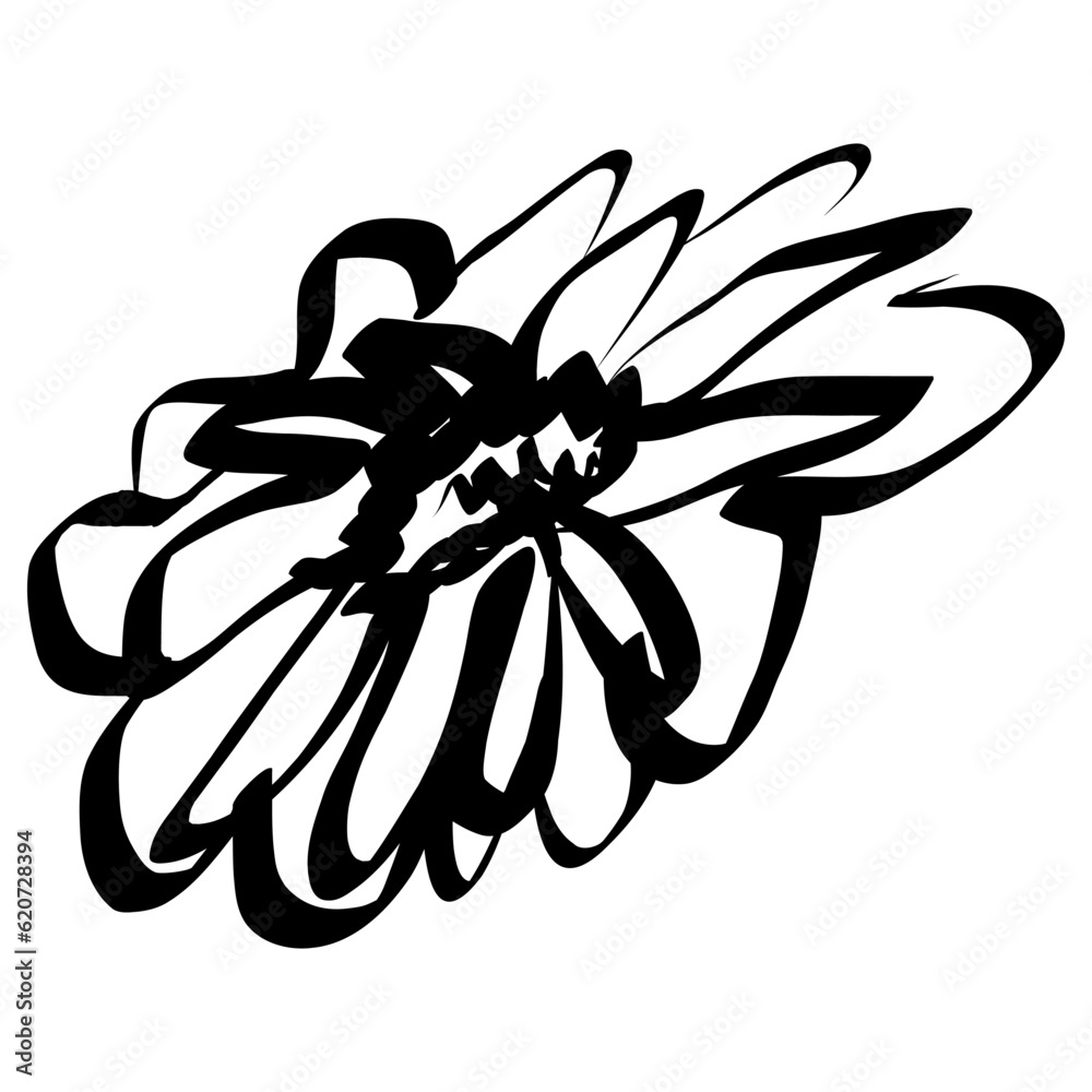 Flower Icon. Simple Hand Drawn Floral Element. Black Sketch ink Drawing Plant. Wildflower Flower Icon. Simple Hand Drawn Floral Element. Black Sketch ink Drawing Plant. Wildflower
