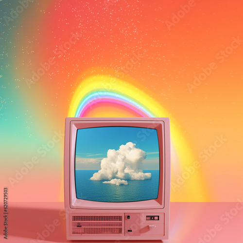 Rainbow computer retro scene