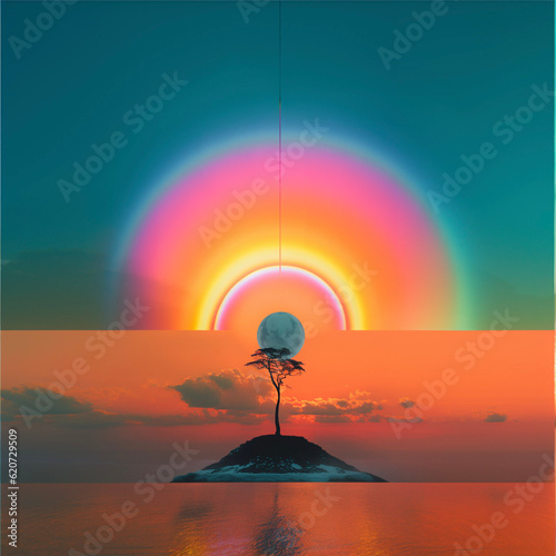 Rainbow cloud landscape