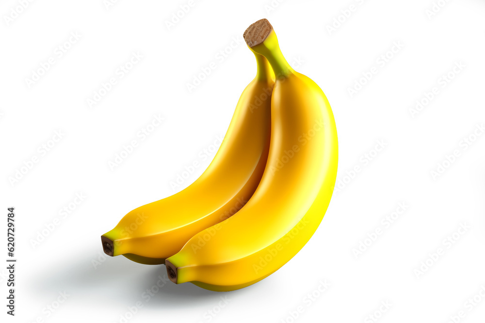 Close-up 3d banana on white background. Generative AI