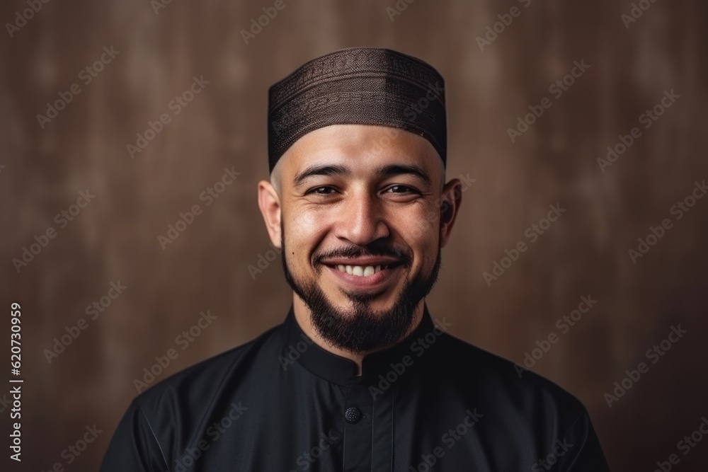 Portrait of a handsome young Muslim man wearing a kokoshnik Portrait of a handsome young Muslim man wearing a kokoshnik