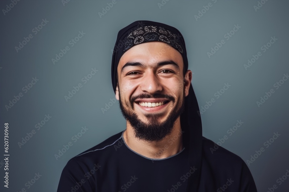 Portrait of a happy muslim man smiling and looking at camera Portrait of a happy muslim man smiling and looking at camera