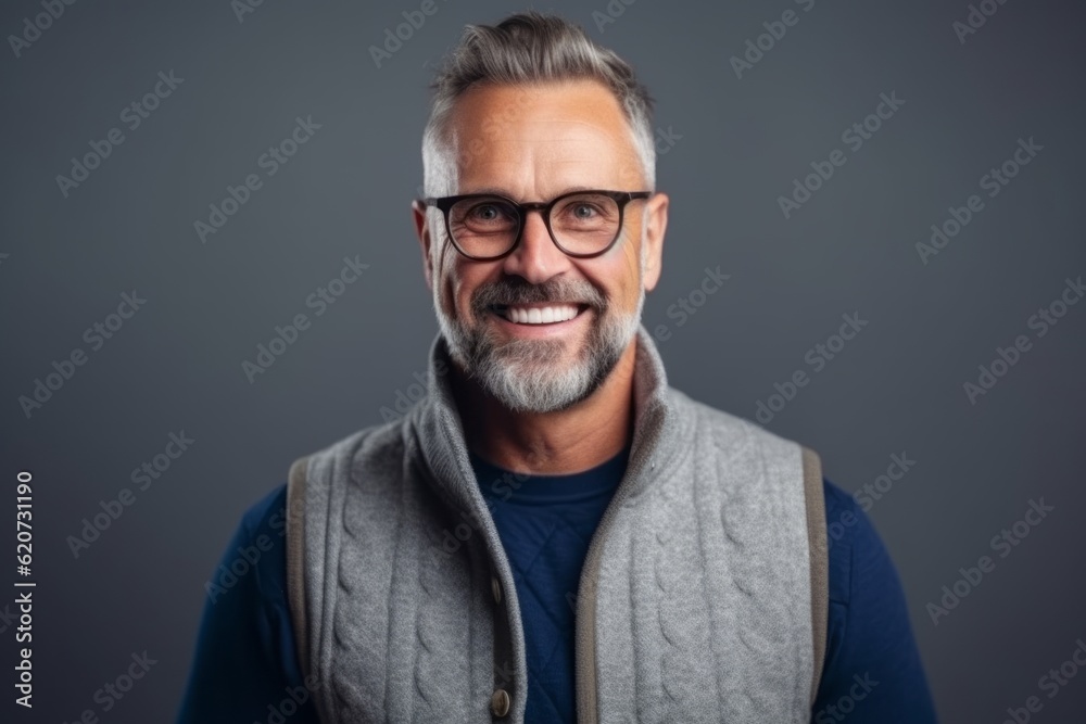 Portrait of a handsome mature man with eyeglasses smiling at the camera Portrait of a handsome mature man with eyeglasses smiling at the camera