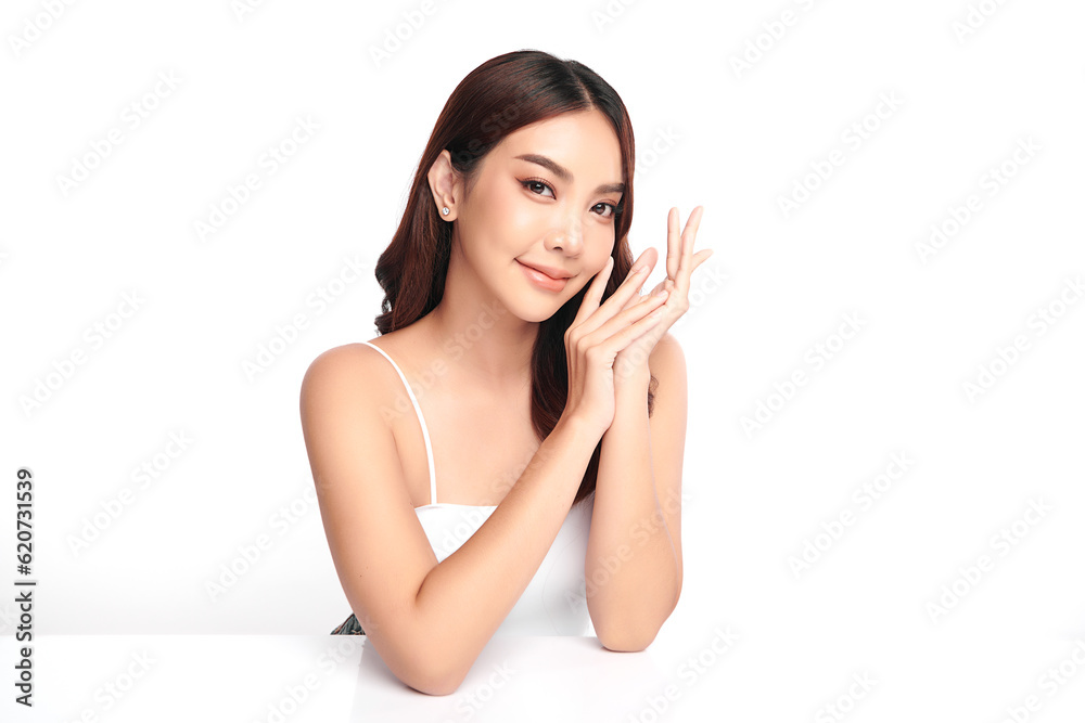 Beautiful young asian woman with clean fresh skin on white background, Face care, Facial treatment, Cosmetology, beauty and spa, Asian women portrait. Beautiful young asian woman with clean fresh skin on white background, Face care, Facial treatment, Cosmetology, beauty and spa, Asian women portrait.