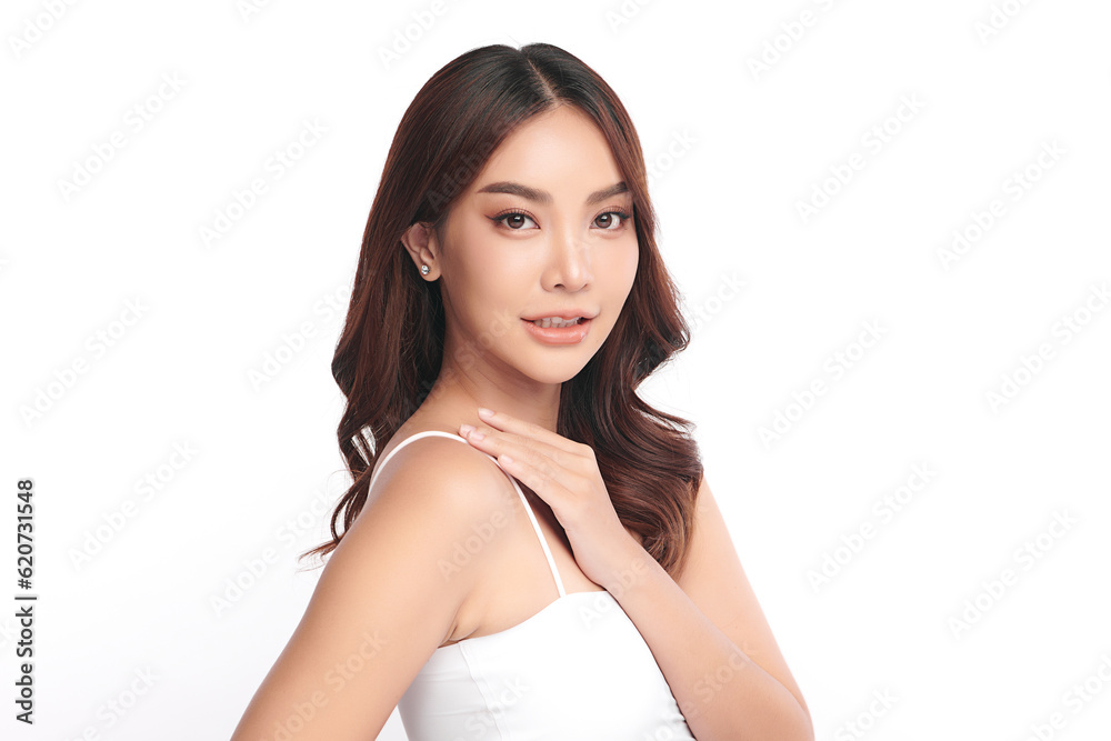 Beautiful young asian woman with clean fresh skin on white background, Face care, Facial treatment, Cosmetology, beauty and spa, Asian women portrait. Beautiful young asian woman with clean fresh skin on white background, Face care, Facial treatment, Cosmetology, beauty and spa, Asian women portrait.