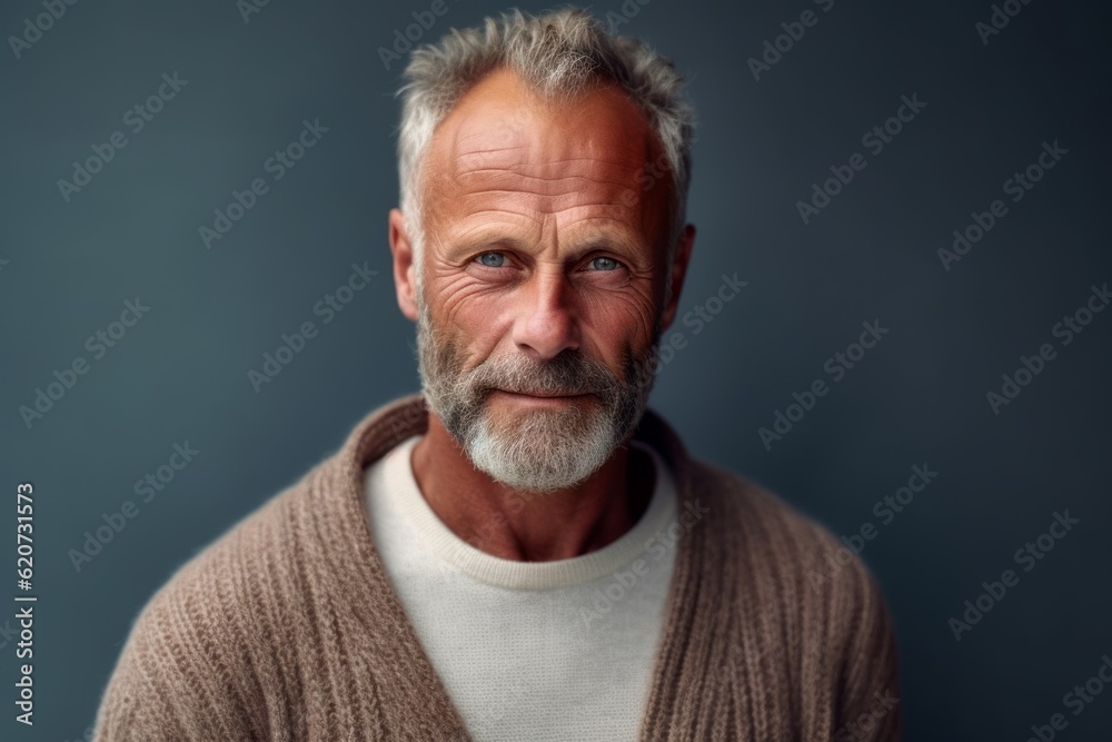 Portrait of a handsome senior man with grey hair and beard. Portrait of a handsome senior man with grey hair and beard.