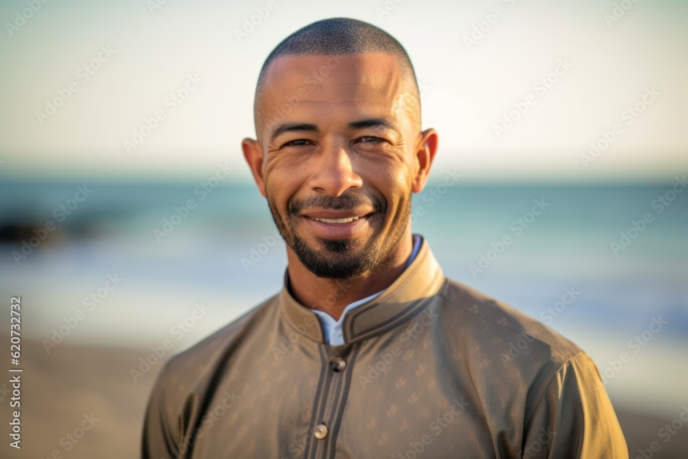 Portrait of a smiling african american man on the beach Portrait of a smiling african american man on the beach