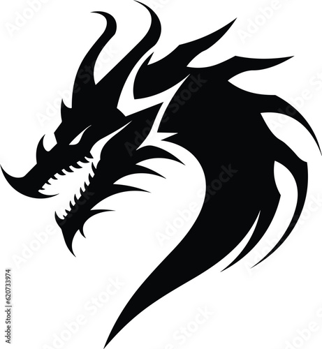 dragon head tattoo design, vector illustration, Dragon logo