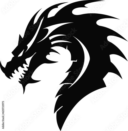 dragon head tattoo design, vector illustration, Dragon logo