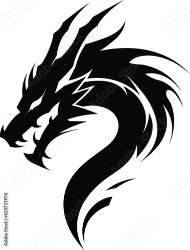 dragon head tattoo design, vector illustration, Dragon logo