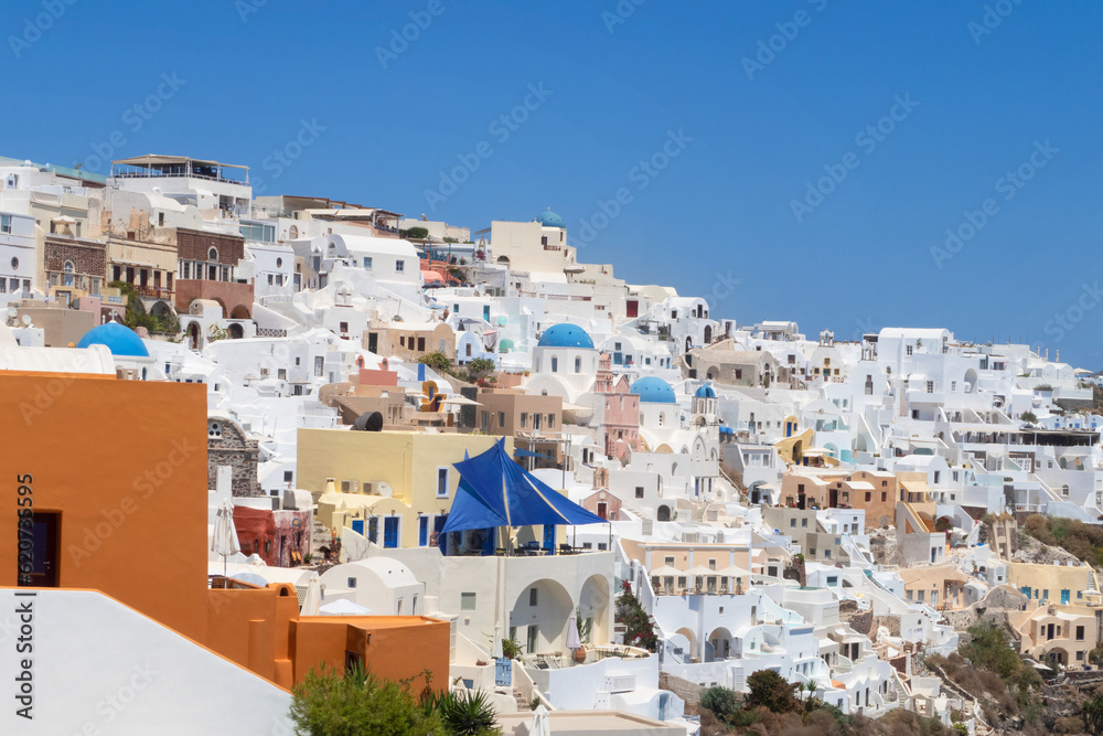 white and orange greek santorini architecture and blue sky white and orange greek santorini architecture and blue sky