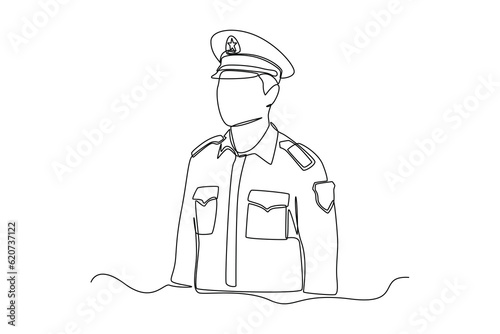 Single one line drawing Army, Air Force and Navy. Military concept. Continuous line draw design graphic vector illustration.