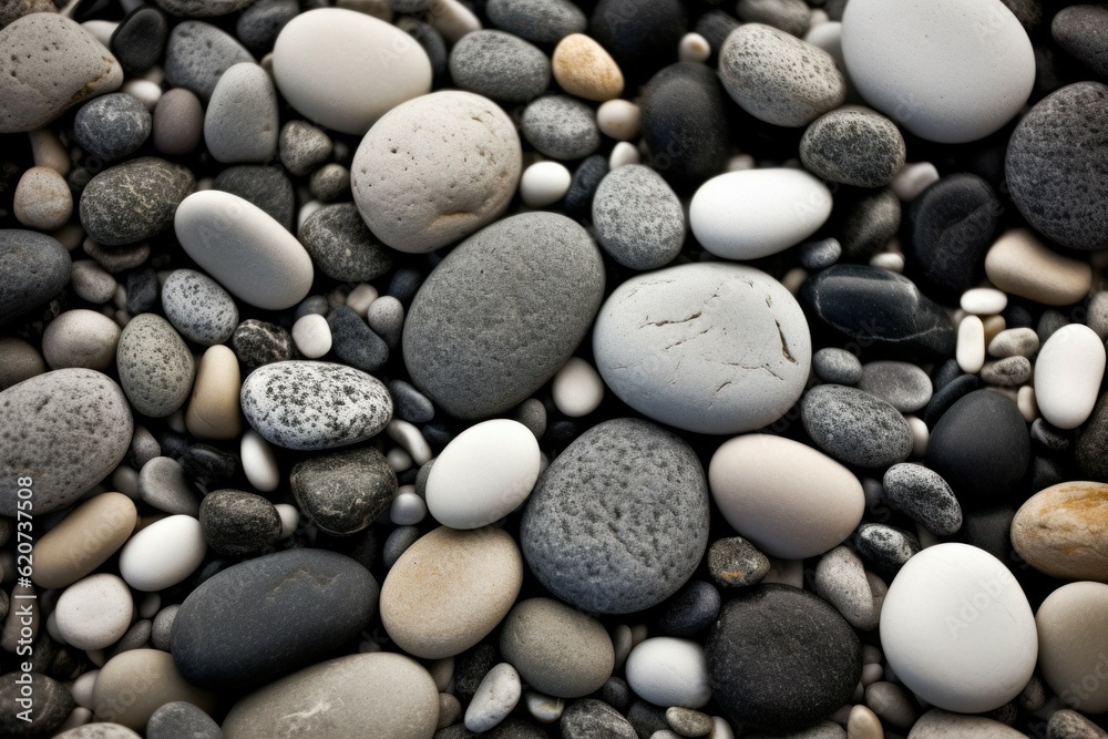 Abstract background with dry beautiful stones or pebbles, selective focus. AI generated, human enhanced. Abstract background with dry beautiful stones or pebbles, selective focus. AI generated, human enhanced.