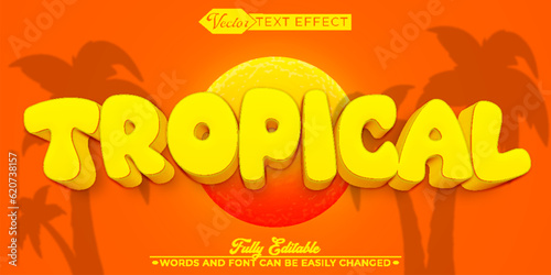 Cartoon Yellow Tropical Vector Editable Text Effect Template