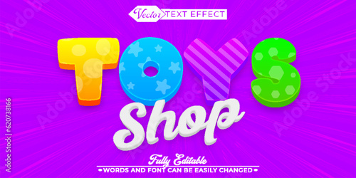 Colorful Toys Shop Vector Editable Text Effect Template
