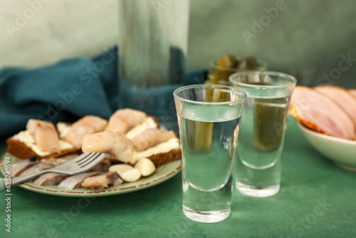 Shots with cold vodka and s...