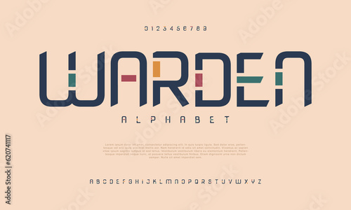 Warden creative modern urban alphabet font. Digital abstract moslem, futuristic, fashion, sport, minimal technology typography. Simple numeric vector illustration