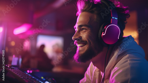 Streaming Enchantment: Male Gamer Embraces Gaming  Culture