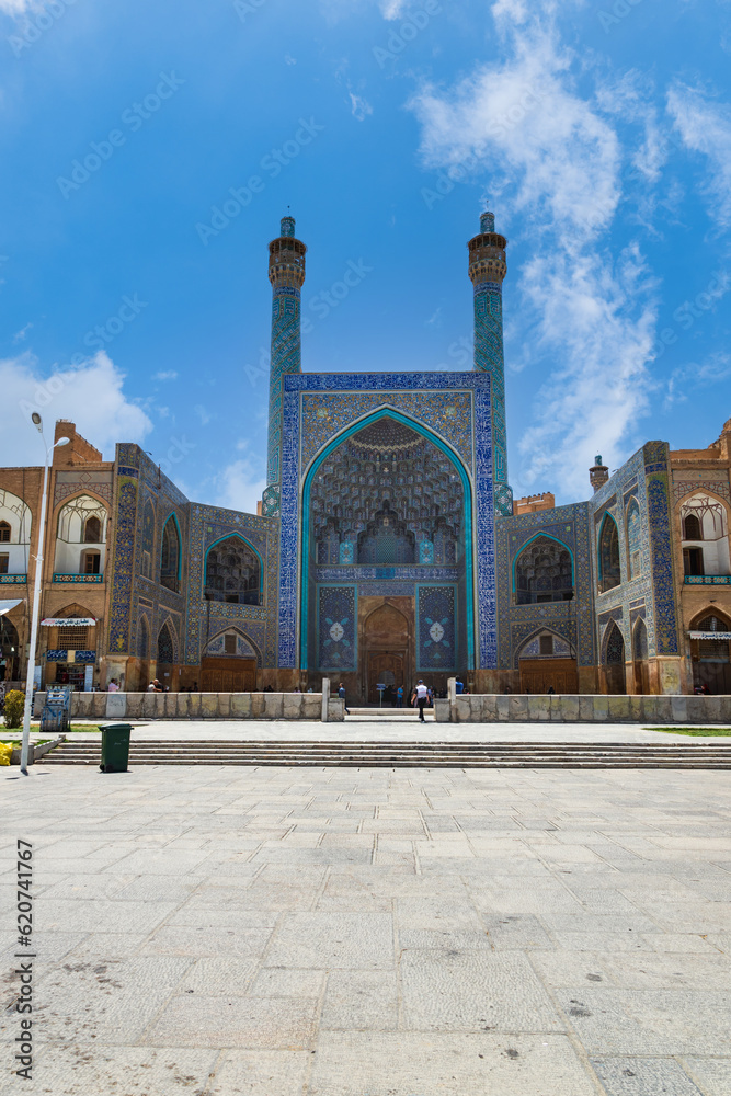 Jameh Mosque architecture in Naqsh-e Jahan Square, landmark square in Isfahan, Iran, UNESCO world heritage sites