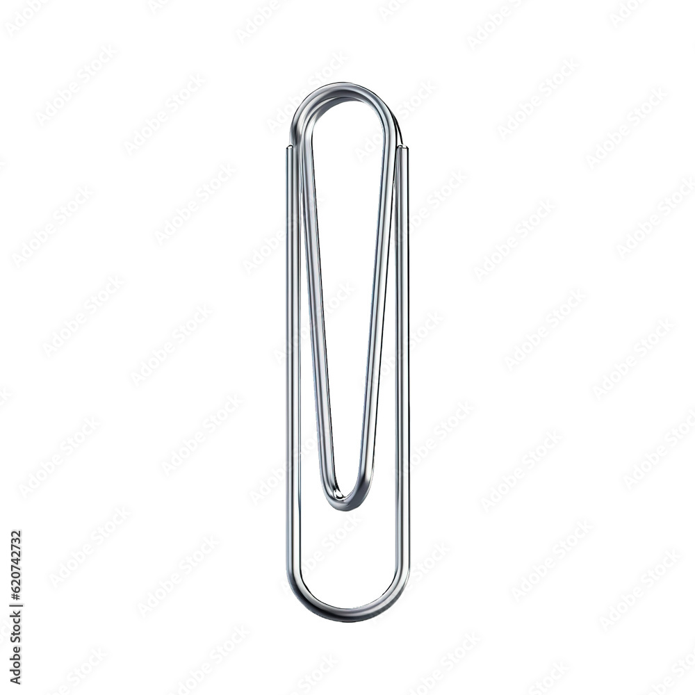 Metal paperclip over white transparent background Metal paperclip over white transparent background