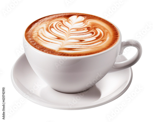 Cup of Cappuccino Coffee Isolated on Transparent Background - Generative AI 