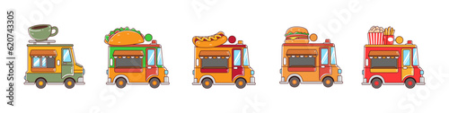 Set of food truck hand-drawn collection