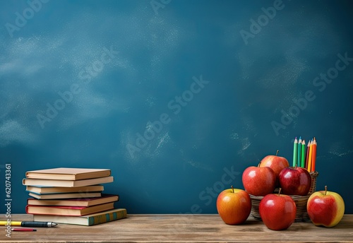 back to school with books and apple
