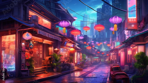 和風の街並み風景,Generative AI AI画像