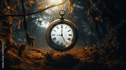 Wallpaper Mural The Chronological Enigma Unveiled: In the Grim Embrace of Haunted Clocks and Sinister Watches, Time Slips into Twilight, Unleashing the Sinister Secrets. Enhanced by Generative AI Torontodigital.ca