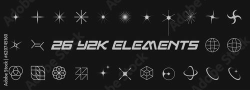 Retro brutalism elements for design. Big collection of abstract graphic geometric symbols and objects in y2k style. Templates for notes, posters, banners, stickers, business cards, logo, t shirt.