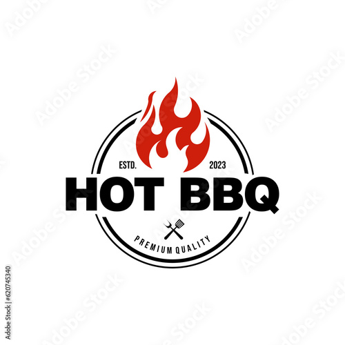 bbq logo template design creative	
