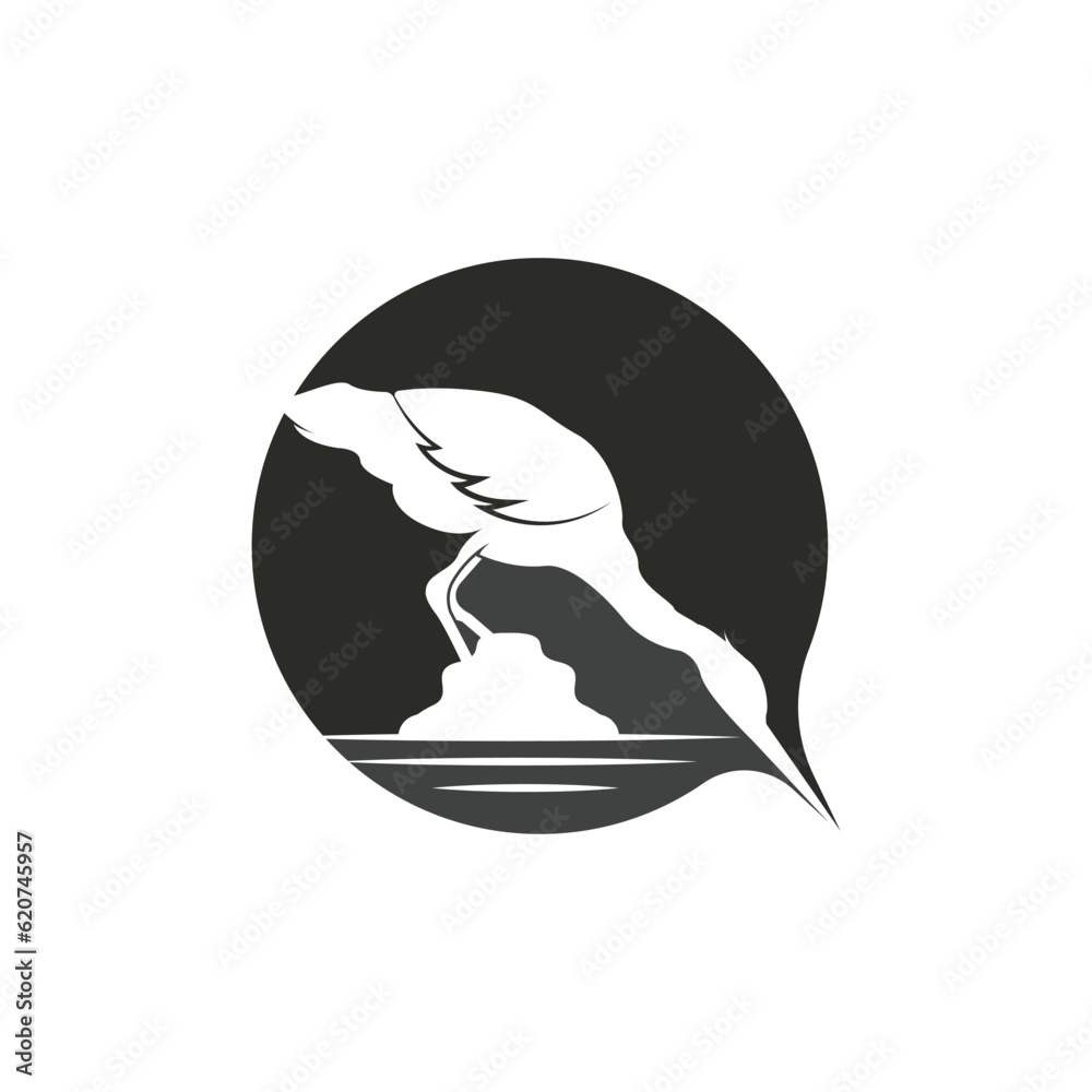 Heron Bird Logo, Vector Bird Flying Stork Heron, Animal Silhouette Design, Ilustrasi Templet Heron Bird Logo, Vector Bird Flying Stork Heron, Animal Silhouette Design, Ilustrasi Templet