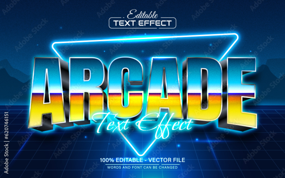 Arcade retro style text effect editable