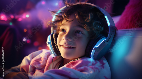 Youthful Gaming Adventures: Male Child Gamer Streaming with Enthusiasm