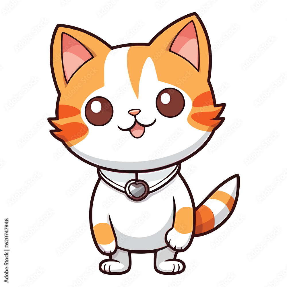 Fototapeta premium Charming Raas Cat 2D Illustration: A Captivating Portrait of Cuteness and Playfulness