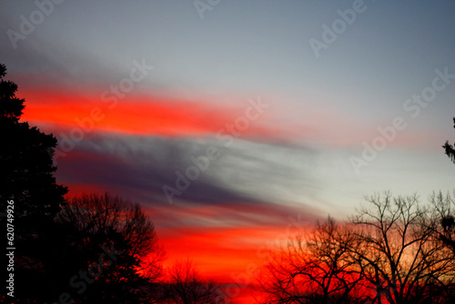 Fiery Sunset Clouds in Winter, Ohio © Richard